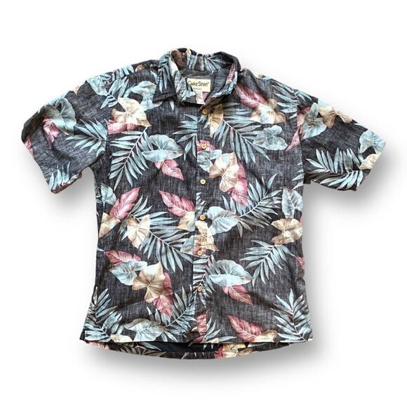 Cooke Street Shirt Short Sleeve Black Tropical Hawaiian Printed Palm Button Up - Picture 1 of 9